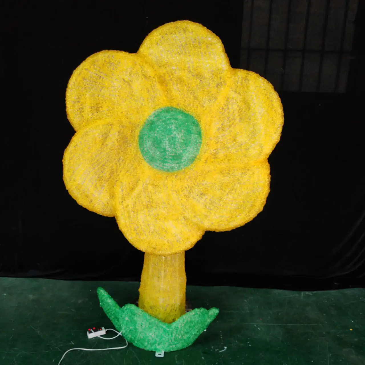Ngoài trời nhân tạo 3D Đèn Led vàng hoa mặt trời Trung Quốc Đèn lồng sắt khung Acrylic kỳ nghỉ trang trí hoa Motif ánh sáng