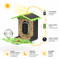 Mangeoire à oiseaux solaire intelligente avec caméra et objectif, 1,8 L, reconnaissance d'oiseaux par IA, IP65, 4MP, WiFi, matériau ABS