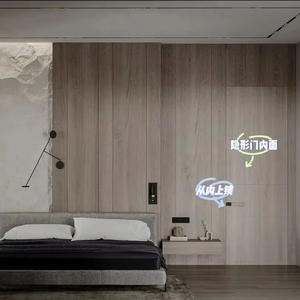 <span class=keywords><strong>Panneau</strong></span> de protection <span class=keywords><strong>mural</strong></span> pour téléviseur de salon avec porte dissimulée, fonction canapé, armoire décorative minimaliste en bois pour hôtel et appartement - Product Image 3