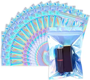 holographic bags packaging Flat Clear Ziplock Food Storage Bags Plastic Packaging Foil Mylar Bags for Party Favor Food Storage