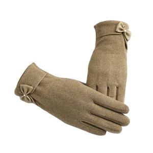 Gants d'hiver pour femmes à la mode, très demandés, pas chers, compatibles écran tactile, en cachemire avec doublure chaude en velours et nœud en cuir, vente en gros - Product Image 4