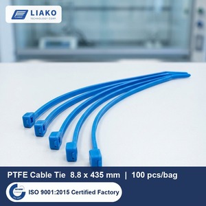 สายรัดเคเบิล PTFE ขนาด 8.8x435 มม. สีฟ้า สายรัดฟลูออโรโพลิเมอร์ 100 ชิ้น/ถุง ทนความร้อนสูง ทนสารเคมี - Product Image 1