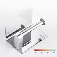Support mural auto-adhésif sans perçage pour papier toilette en acier inoxydable avec étagère pour téléphone et porte-rouleau de papier toilette