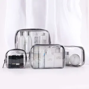 ポータブルトラベル化粧品収納カスタムロゴ透明トイレタリーポーチクリアメイクPVC化粧品バッグ