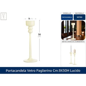 Portacandele in Vetro Lucido 9x30cm con Design a Paglia per Lanterne e Vasetti per Candele - Product Image 1