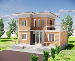 2 Verdiepingen 126sqm Modulaire Container Residentiële Pvc Beklede Stalen Huis 3 Bed 2 Bad Geprefabriceerde Huis In Israël