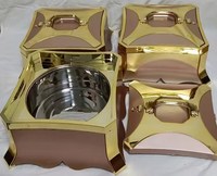 Ensemble de 3 chauffe-plats carrés de luxe pour buffet, 4L, 5L, 6L, en acier inoxydable, isolés, pour événements