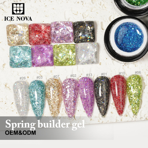 ICE NOVA Spring Builder Gel dur Glitter Extension Colle avec de grandes paillettes Beauté Longue durée Artiste Glitter Couleurs Hema Free - Product Image 3