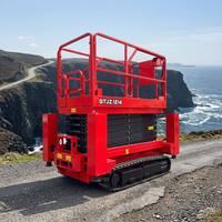 Promotion : Plateforme élévatrice à ciseaux électrique de 14 mètres, construction en acier au manganèse, capacité de 113 kg, capacité de montée de 25 %, dimensions de table 2,27 x 1,13 m