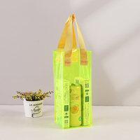Sac isotherme transparent en PVC personnalisé avec logo, imperméable et portable, avec poignée pour bouteille de vin, bière, champagne