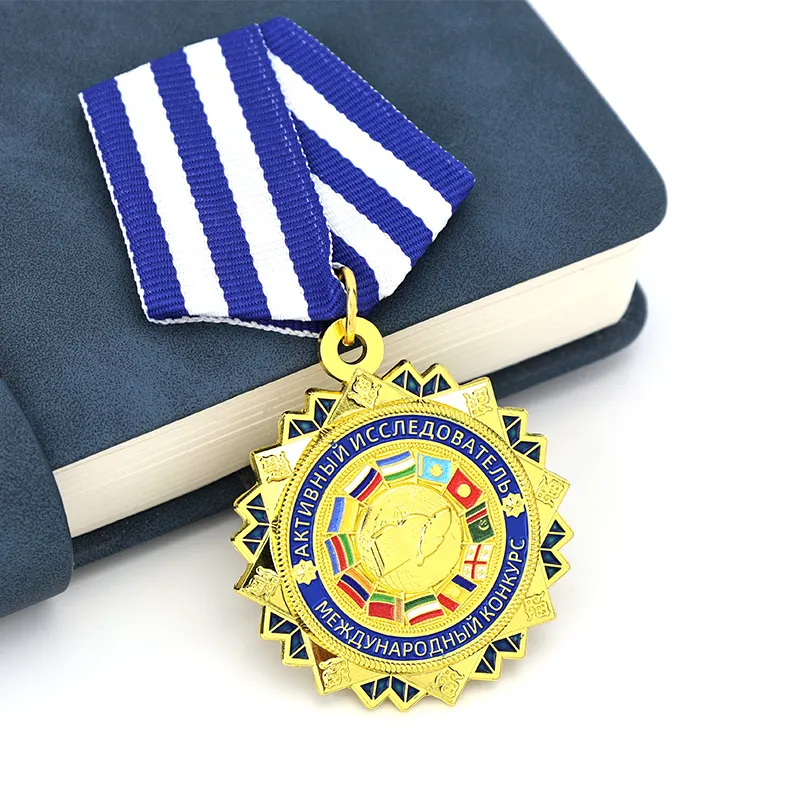 Manufacturer Custom Medalla Medallion Metal Medal Badges 3D Activity Medal Of Honor with Medal Kazakhstan Packing Box