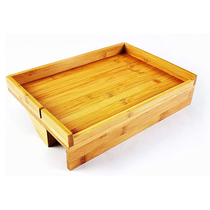 Custom <strong>Wooden</strong> Tray Set of 2 Serving Tray Fruit <strong>Plate</strong> with with Metal Handles Rectangle Rustic Serving Trays for Breakfast - Product Image 3