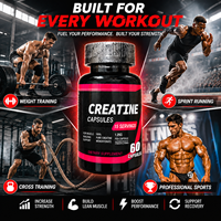 Capsules de créatine monohydrate personnalisées OEM 2500 mg, 60 unités, complément pré-entraînement pour la force, la puissance, l'endurance et la musculation