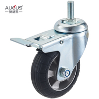 Roues à roulettes en caoutchouc noir de haute qualité de 3, 4 et 5 pouces avec noyau en aluminium pour chariot industriel à haute capacité de charge