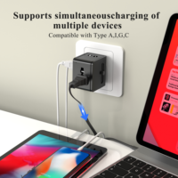 Adaptador de Viaje Foxcan OEM ODM de 20W, Plástico ABS, USB Tipo-C 1 Puerto, 2 USB A, 6A, 5V 2.4A, para Enchufes de Reino Unido/EE. UU./Australia/UE, para Uso en Viajes