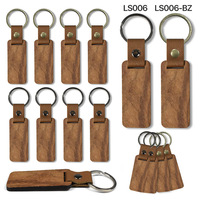 Porte-clés vierge en bois et cuir PU, design moderne, écologique, imperméable, léger, avec pendentif découpé au laser, personnalisable