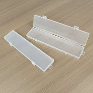 Rectangular Transparent Plastic Storage Box 26.6X6.1X1.8Cm With Lid For Office Organizing Tools Paintbrushes Calligraphy Brushes - Product Image 1