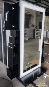 Miroir de salon <span class=keywords><strong>double</strong></span> face Tiroirs en bois de couleur pour dames Meubles de salon de coiffure - Product Image 6