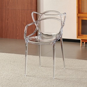 Chaise de salle à manger transparente en plastique pour usage domestique, banc avec dossier en cristal, chaise tendance Instagram, chaise en acrylique - Product Image 6