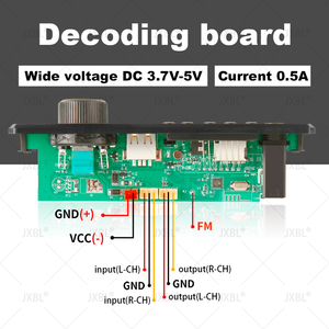 Placa decodificadora de MP3 <span class=keywords><strong>Bluetooth</strong></span> 5,0 DC 5V, reproductor de MP3 inalámbrico para coche, micrófono manos libres USB, grabación, Radio TF FM, memoria de apagado - Product Image 3
