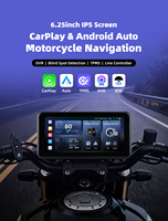 Navigation portable pour moto (6,25 pouces) avec CarPlay sans fil, Android Auto, double caméra, TPMS, BSD, télécommande, GPS, étanche, CarPlay