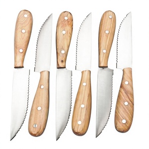 Juego de 6 Cuchillos para Pan Jexa con Hojas Dentadas de Acero Inoxidable, Mangos de Madera, Ecológicos, Ambidiestros, Acabado Satinado - Product Image 1