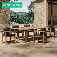 Ensemble de meubles de jardin en teck pour patio, table et chaises de salle à manger d'extérieur pour hôtel, meubles de patio pour villa, meubles d'extérieur pour restaurant