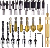 Lot de 23 outils de forage à chanfrein pour le travail du bois 1/4 "forets diamantés à tige hexagonale pour le bois