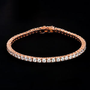Bracelet tennis exquis pour femme, plaqué or rose, en argent 925, avec moissanite VVS de 3 mm taille brillant, certifié GRA, tendance - Product Image 1