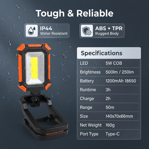 DREAMS'LIGHT 500lm 5W COB <span class=keywords><strong>Lampe</strong></span> <span class=keywords><strong>de</strong></span> travail rechargeable avec clip 360° °   <span class=keywords><strong>Lampe</strong></span> d'inspection LED portable et pliable pour réparation automobile - Product Image 5