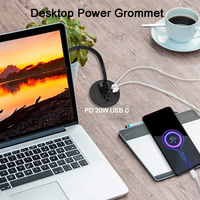 20W 80mm Yerleşik Mobilya Kablo Modülü, Toplantı Odası Masaları için Tip C Arayüzü ve Çift Tip A Portları Sunuyor