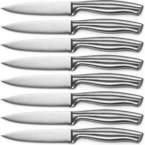 2024 מוצרי המוצרים הנמכרים ביותר מכירה חמה קנה סט סכיני סטייק משוננים פרימיום גרמני נירוסטה סכיני סטייק עם קופסת מתנה