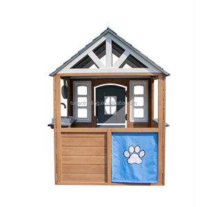 Maison de jeu en bois pour enfants Backyard Discovery au design moderne avec cuisine de jeu, bar à collations, fenêtre et banc de pique-nique - Product Image 1