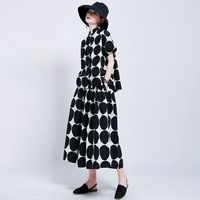 Ensembles pour femmes col à revers à pois dos nu chemise à manches courtes + jupe longue taille haute une ligne jupe Designer deux pièces ensemble