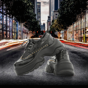 Zapatos de Plataforma Gruesa para Hombre, de Cuero PU Brillante, con Cordones, Punta Redonda, Suela Gruesa, Calzado Informal para Caminar al Aire Libre - Product Image 3