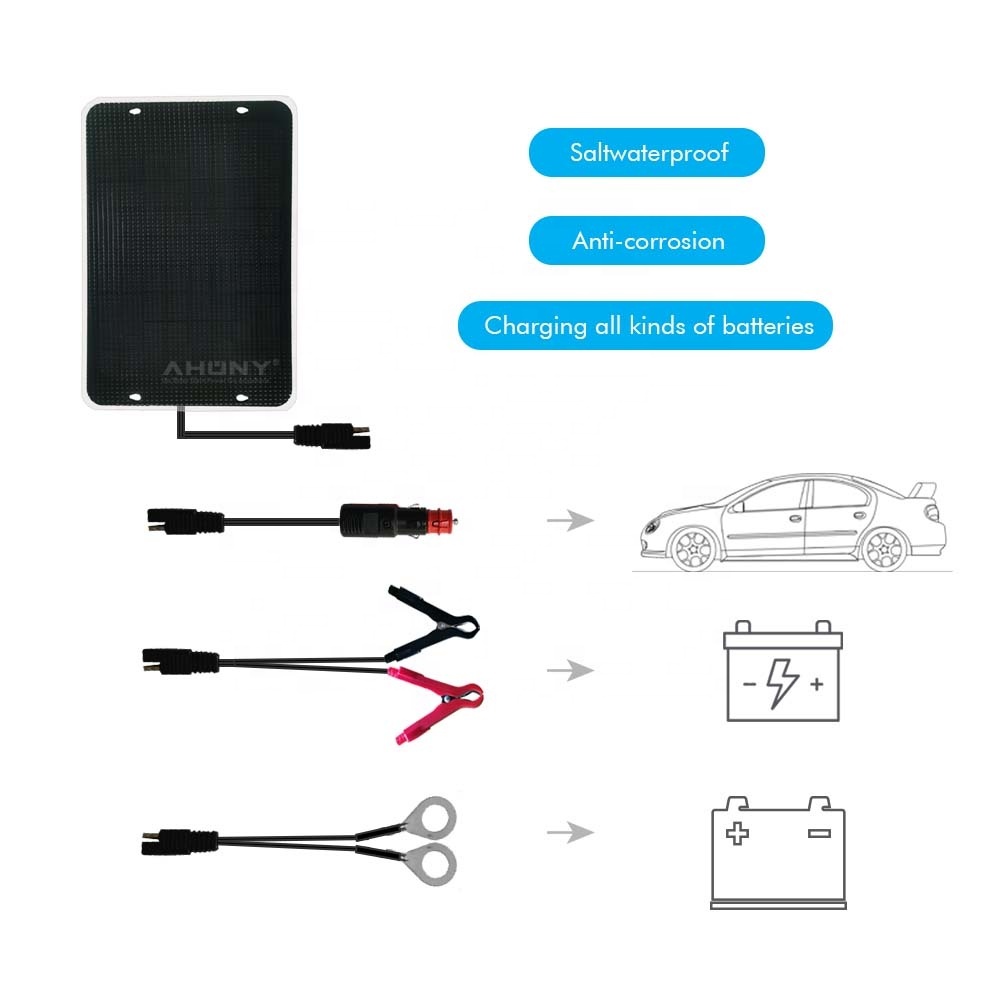 10W <strong>12V</strong> Stock Flexible <strong>Solar</strong> Panel Trickle Charger Car <strong>Battery</strong> <strong>Maintainer</strong> M10 Starter Clips Cigarette Lighter Motor Power