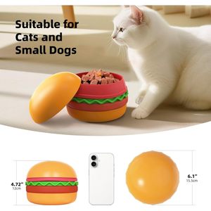 Tazón para perros con forma de hamburguesa, 6.1 pulgadas, apilable, para gatos y perros pequeños, almacenamiento de comida, tazón de viaje para alimentar. - Product Image 1