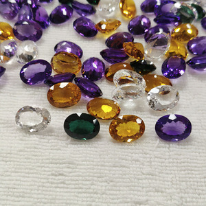 Cristal d'améthyste hydrothermique synthétique violet, pierre de cristal jaune vert, taille ovale 12x16mm, pierre précieuse en vrac pour la fabrication de bijoux - Product Image 3