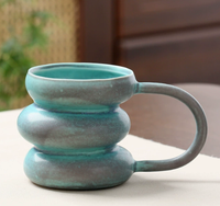Tasses en céramique de haute qualité avec glaçure de four, en forme de gourde, avec une grande poignée confortable