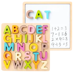 Houten Kleurrijke Digitale Alfabet Vorm Bijpassende Math Puzzel Houten Puzzel