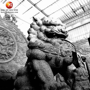 Statues en pierre de granit extérieur de Style chinois paire de Figurines de Lion de gardien de chiens de Fu Foo sculptant à vendre - Product Image 2