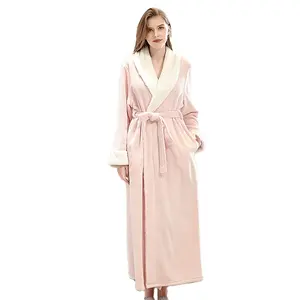 100% polyester col châle en coton égyptien peignoir personnalisé robe de spa