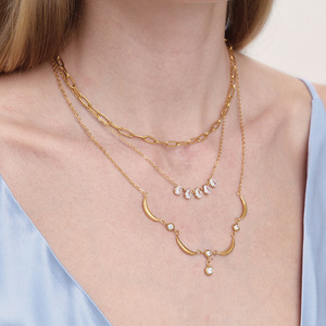 Collier en zircon en forme de larme, pendentif solitaire en acier inoxydable plaqué or 18 carats, bijoux pour femmes à porter tous les jours - Product Image 3