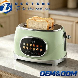เครื่องปิ้งขนมปัง BESTONE 2 แผ่น พร้อมฟังก์ชั่นตั้งเวลาแบบดิจิตอล ฟังก์ชั่นละลายน้ำแข็ง ฟังก์ชั่นอุ่นอาหาร ฟังก์ชั่นยกเลิกการปิ้ง สีเขียว สำหรับใช้ในครัวเรือน - Product Image 1