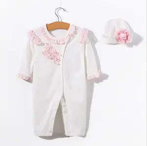 Macacão de bebê floral de algodão macio - Perfeito para sua menina
