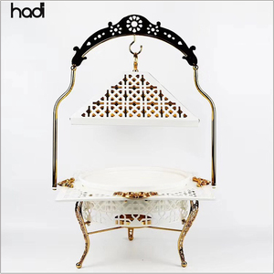 Tampa suspensa redonda dourada, de alta qualidade, buquê, domo, alimentos, aquecedor de cerâmica - Product Image 1