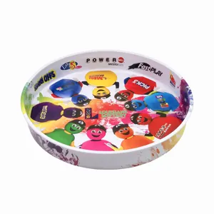 Customized Round metal tin serving tray Tin Tray for beverage