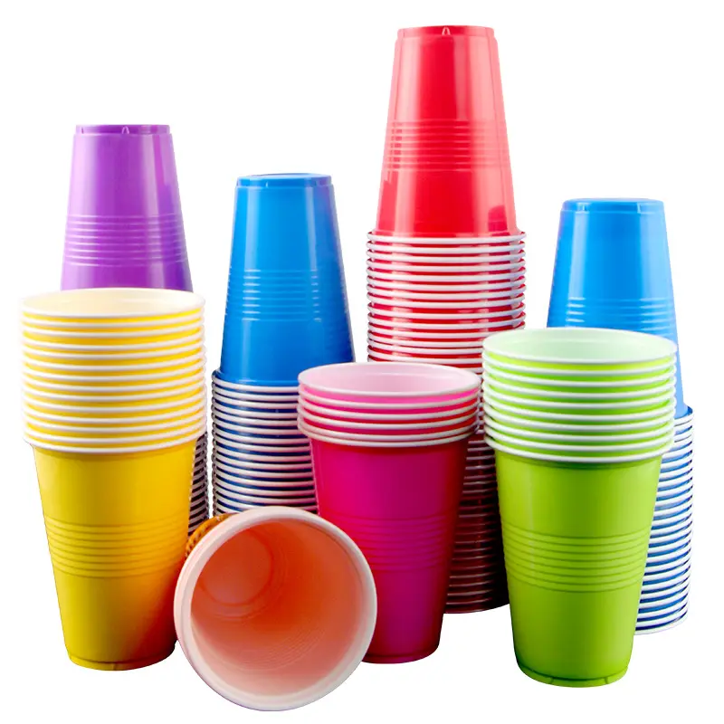 Vasos de fiesta de plástico desechables multicolores surtidos de 16 oz fuertes y resistentes para uso diario, celebración de cumpleaños