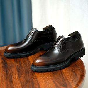Elegantes Zapatos de Vestir con Cordones y Punta en Pico Derby, Zapatos de Hombre Hechos a Mano con Cuero Vacuno Genuino, Formales, de Oficina, para Carrera Profesional, Impermeables - Product Image 3