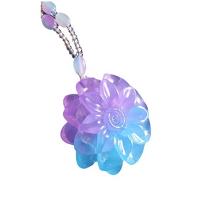 Collar YL de imitación de ámbar con degradado morado <span class=keywords><strong>y</strong></span> gota de agua, colgante de hebilla de la <span class=keywords><strong>paz</strong></span>, estilo étnico, suéter largo, cuentas de plástico, transmisión en vivo - Product Image 5